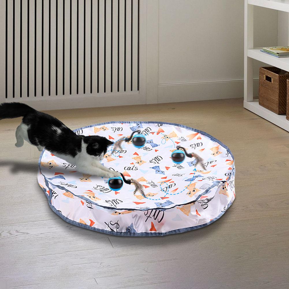 Interactive Cat Toys Ball Fast Rolling In Pouch Automatic Rolling Ball Anti-Depression Pet Toy for Indoor Cat Kitten