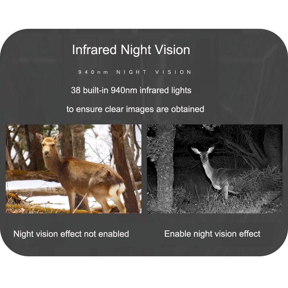 16MP 1080P Wildlife Scouting Trail Camera with 2 Inch Screen 07s Trigger Time Outdoor Hunting Infrared Night Vision Photo Video