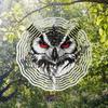 Metal Owl Wind Chime with Rotating Design for Outdoor Garden Yard Decoration Bird Repellent Hanging Spinner Art