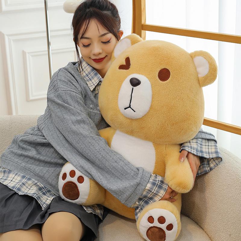 Cute Angel Bear Plush Toy Children's Sleeping Doll Round Exchange Bow Tie Bear Pillow