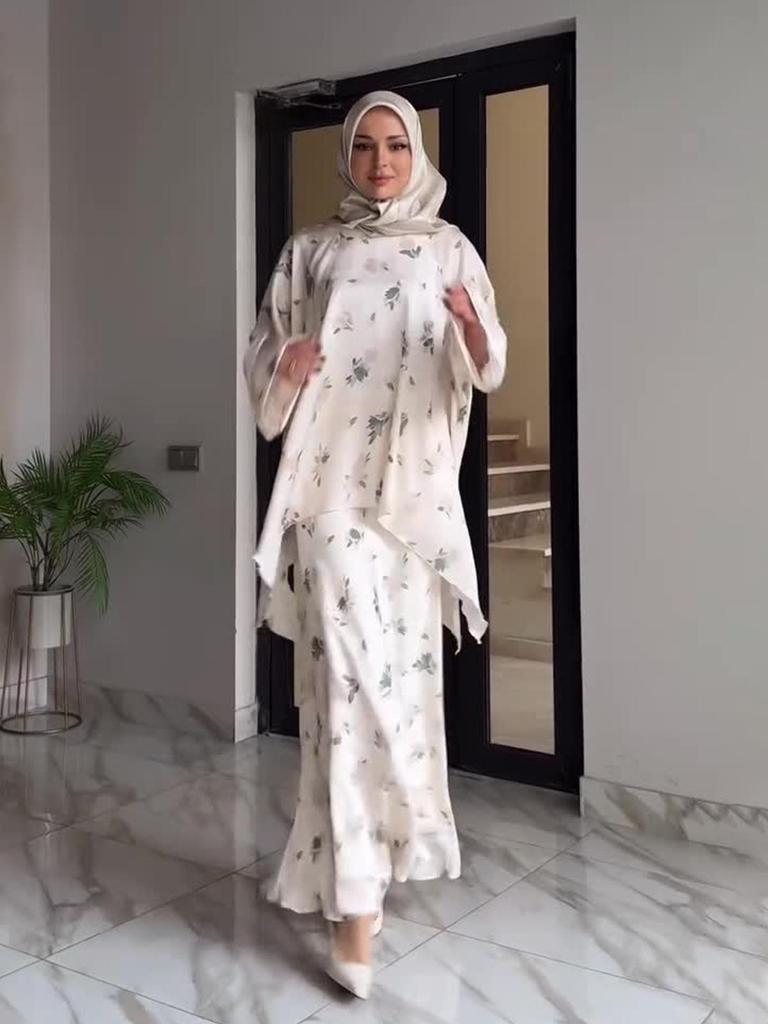 Women's Casual Printed Long Robe Dress Set - European American Spring/Summer 2025 Collection
