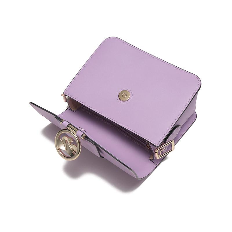 Longchamp Box Trot Serie 18 Knopfklappe Verstellbarer Schultergurt Kalbsleder Kleine Quadratische Tasche Damen Umhängetasche Flieder 10174HAU356