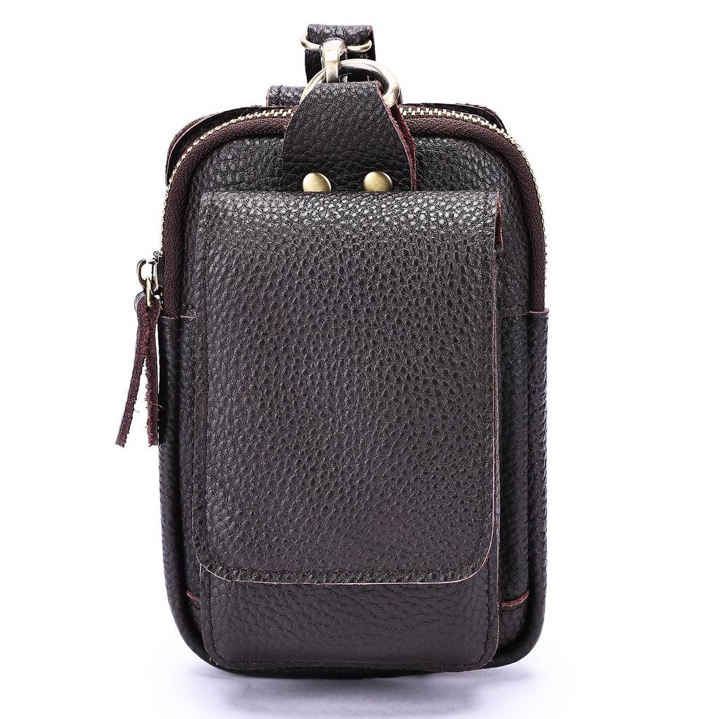 Men's Retro Cowhide Fanny Pack: Genuine Leather Multi-Functional Phone Belt Bag