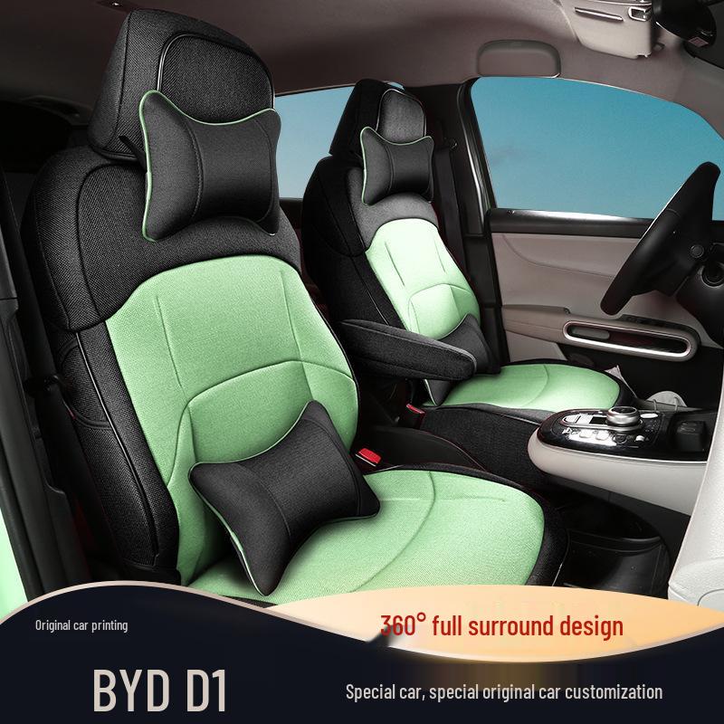 All-Season Linen Car Seat Covers for BYD D1 - Full Coverage