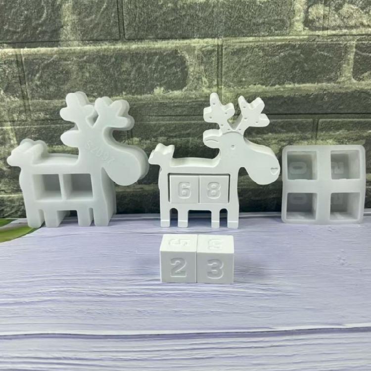 Christmas Silicone Resin Molds Christmas Reindeers Countdowns Calendar Mold Plasters Ornament Mold for Diys Home Decors