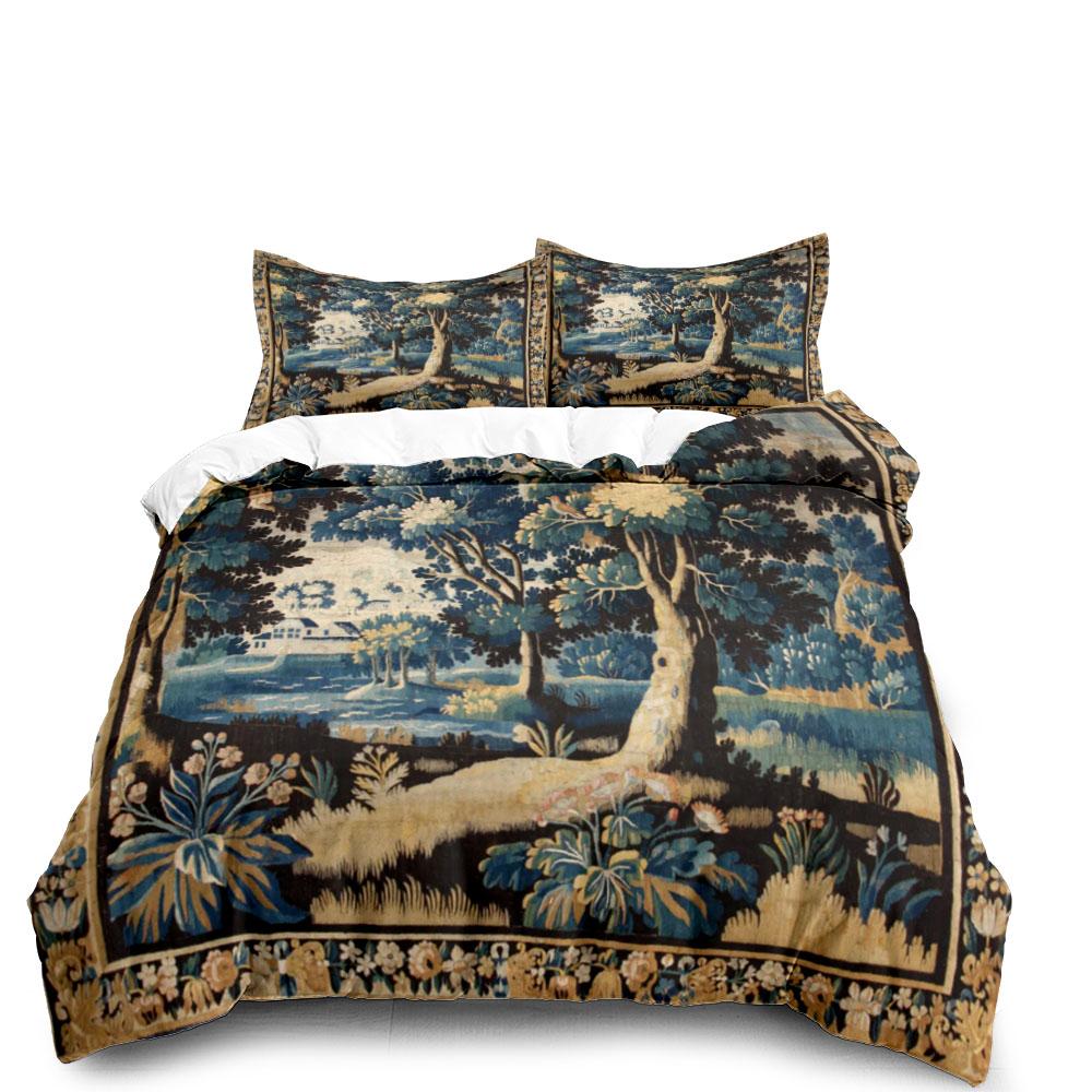 Antique Aubusson Duvet Cover Set King Queen Double Full Twin Single Size Bed Linen Set