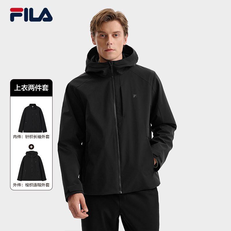 Fila WHITE Jackets Men's Jet Black Hooded Non Detachable Moderate F11M543704FBK