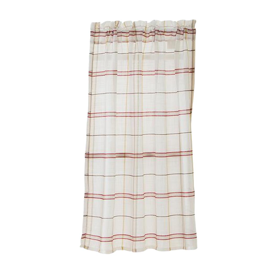 Checked Linen Window Tiers Kitchen Cafe Half Curtains Valance Decoration