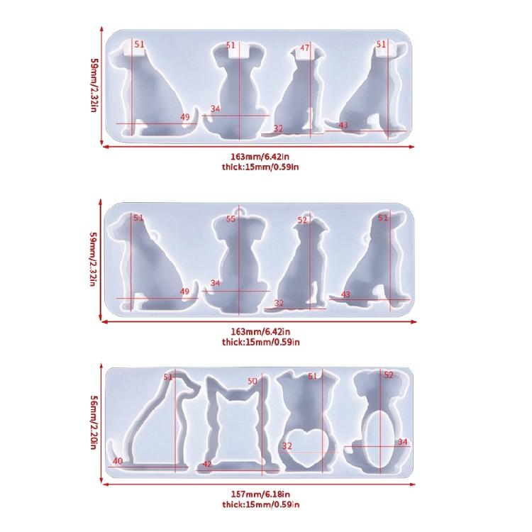 Earring Pendants Silicone Mold DIYs Animal Dog Shaped Keychain Molds Epoxy Resin