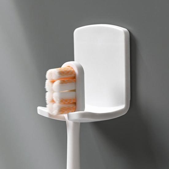 2PCS Toothbrush Holder Wall Mount Suspended Design Stand Self Adhesive No Drilling Toothbrush Organizer for Bathroom