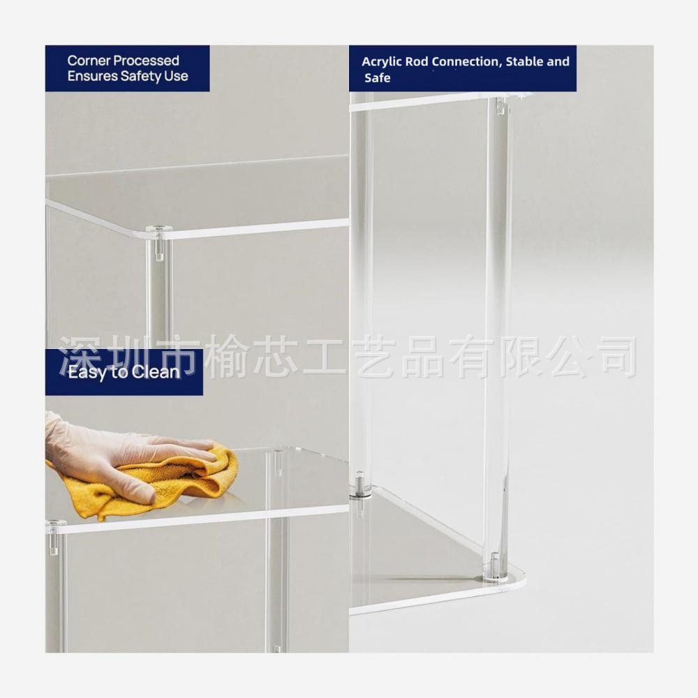 Three-Tier Acrylic Square Side Table for Living Room or Bedroom