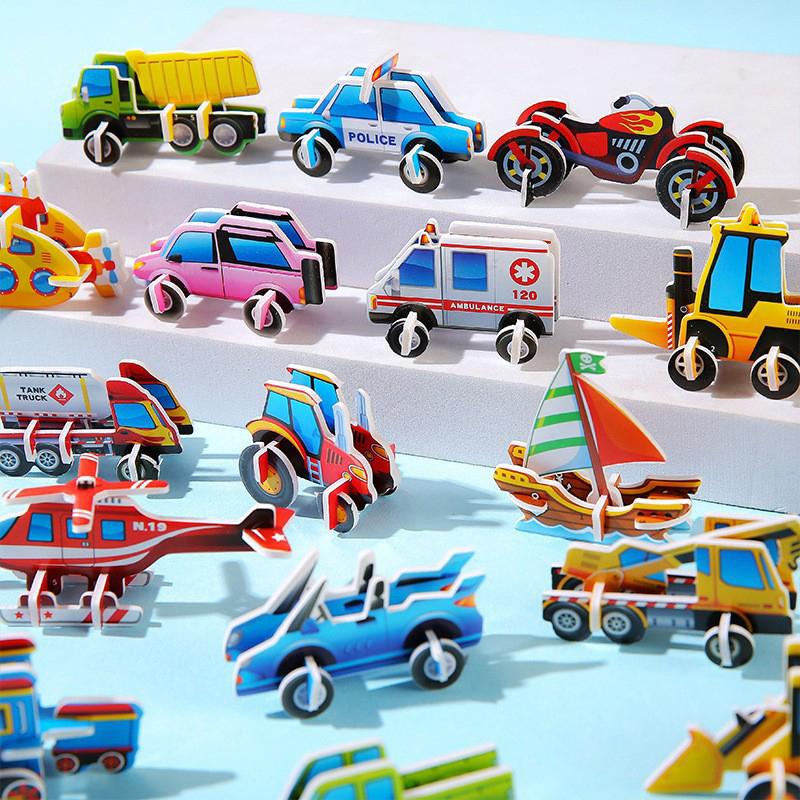 30Pcs 3D Cute Cartoon Animal Aircraft Car Dinosaur DIY Paper Jigsaw Puzzles Toys For Kids Birthday Party Favors Classroom Reward