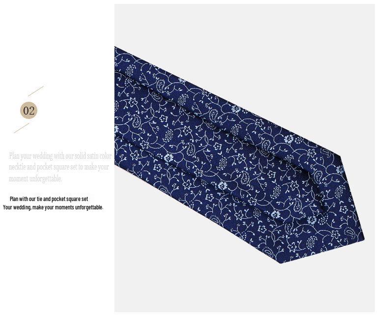 Men's Tie, Pocket Square, and Cufflinks 4-Piece Set - Cashew Flower Design, High-End Feel, 8cm Tie