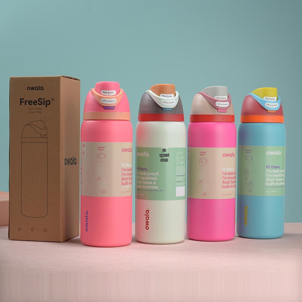 Nueva Botella de Agua Deportiva Owala para Doble Bebida: Acero Inoxidable 304, Aislado al Vacío, Portátil, Gran Capacidad, Vaso para Frutas