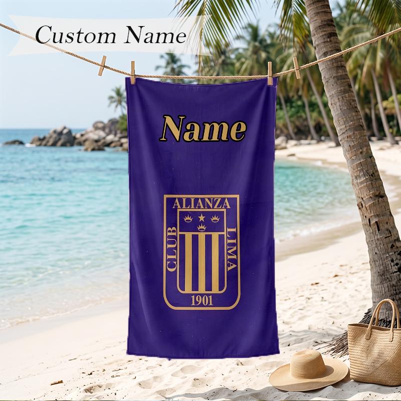 Alianza Lima Custom Name Printed Beach Towel Personalized Soft Towel For Swimming Beach Travel