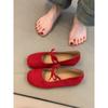 Bow ballet shoes women's word with round head Mary Jane shoes French light mouth small single shoes