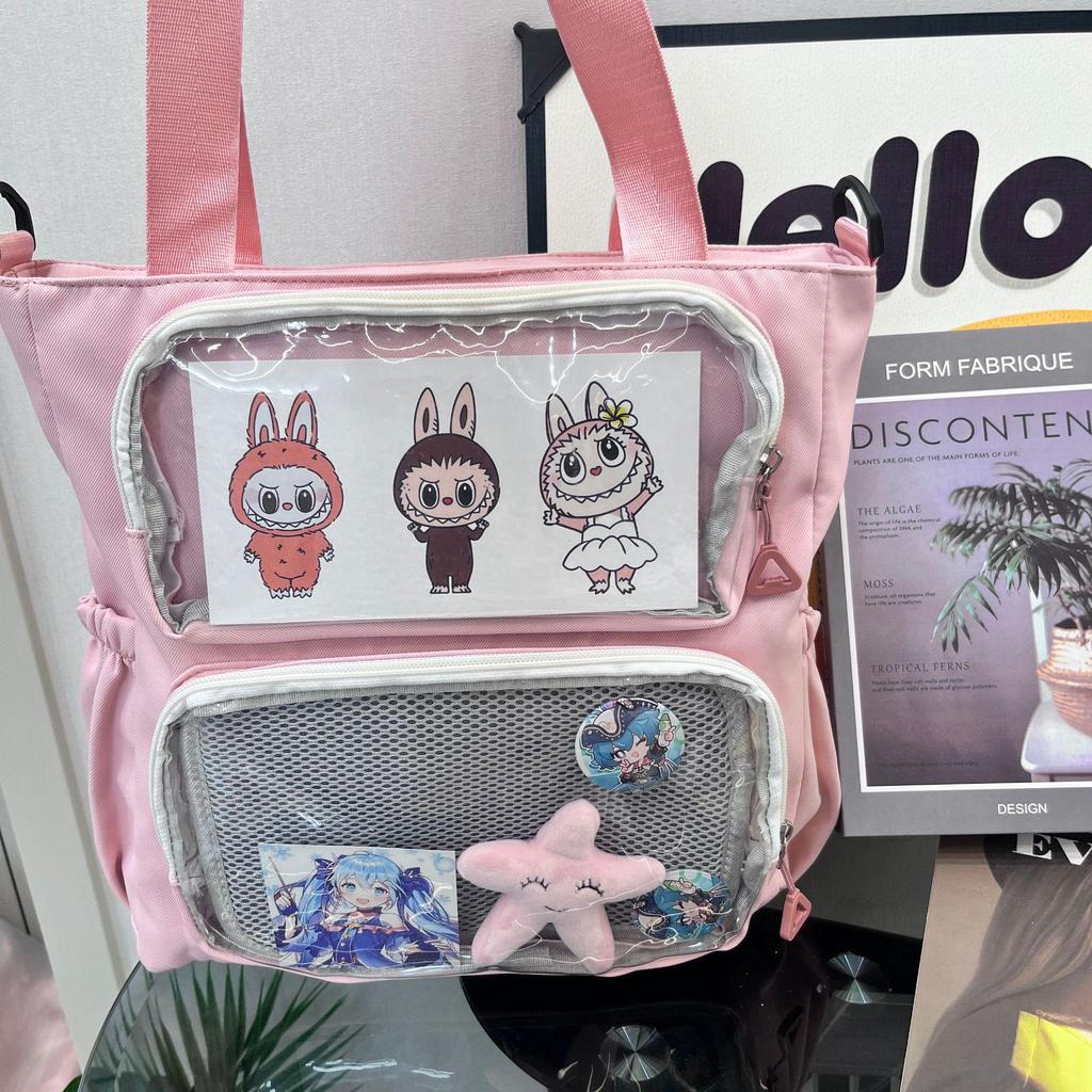 Ita-Tasche mit großer Kapazität und mehreren Taschen mit niedlichen Knöpfen für Mittel- und Oberstufenschüler