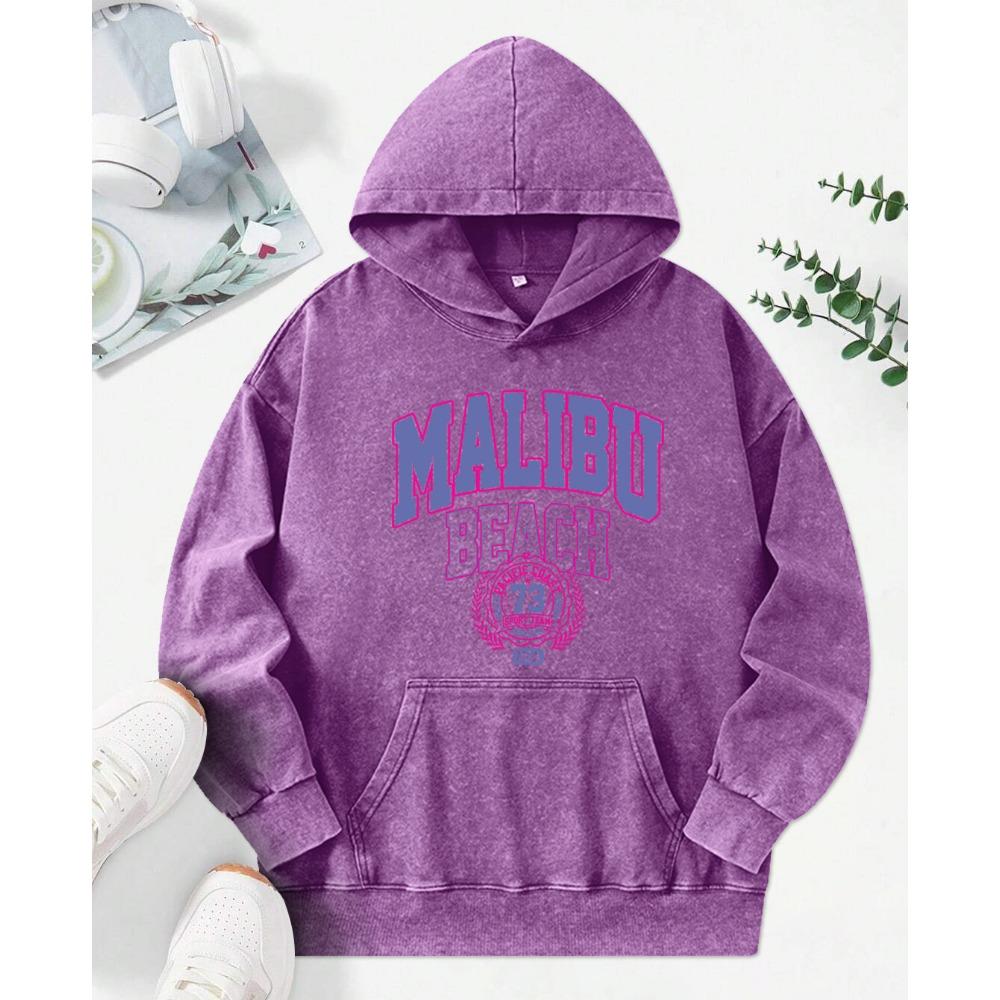 Retro Malibu Beach Art Letter Prints Female Hoody Fashion Hoodie Creativity Oversize Clothes Cotton Autumn Hoodies