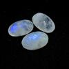 13X21MM Natural Rainbow Moonstone Checker Cut 29Cts. Oval Gemstone 3Pcs Lot RML-447