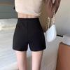2025 Women's A-Line High Waist Black Casual Shorts - Slimming, Fashionable, Plus Size, Wide Leg