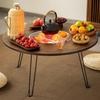 Mesa de fogão dobrável portátil, mesa de chá redonda de acampamento, para piqueniques ao ar livre de churrasco