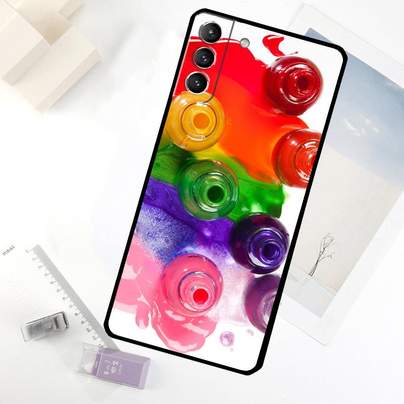 Beautiful Nail Polish Enamel Color Phone Case For Samsung Galaxy S24 FE S23 Ultra S21 S22 S25 S26 Ultra S10 Plus S20 FE Cover