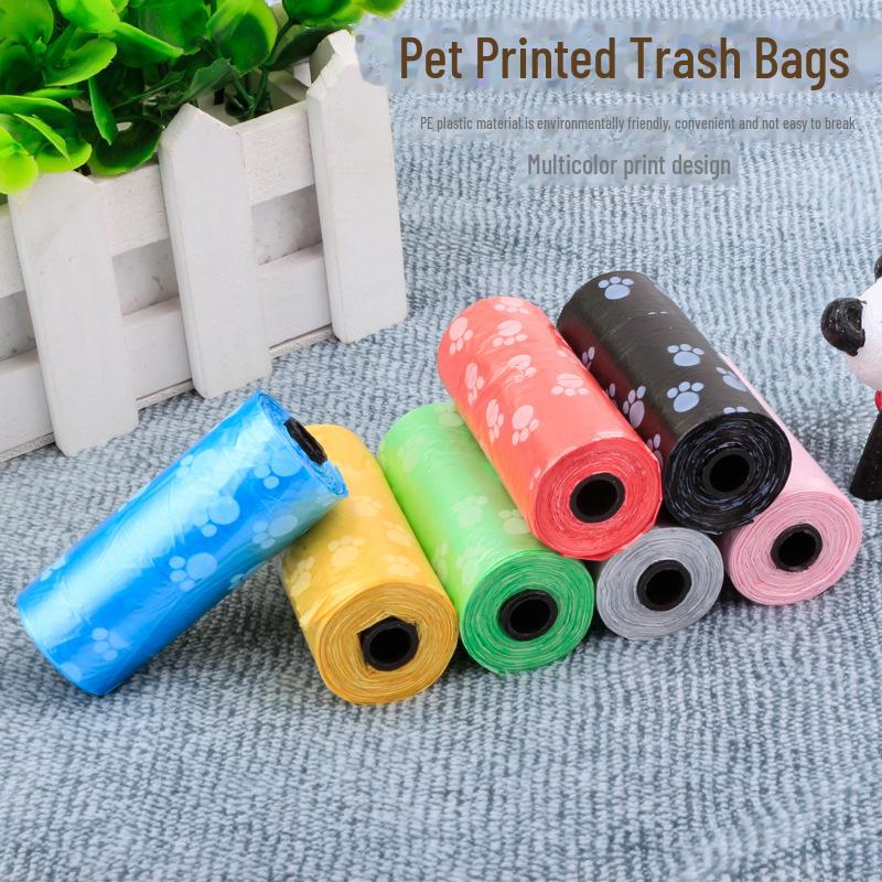 Dog Print Portable Pet Poop Pickup Bags - Disposable and Convenient for Clean-Up