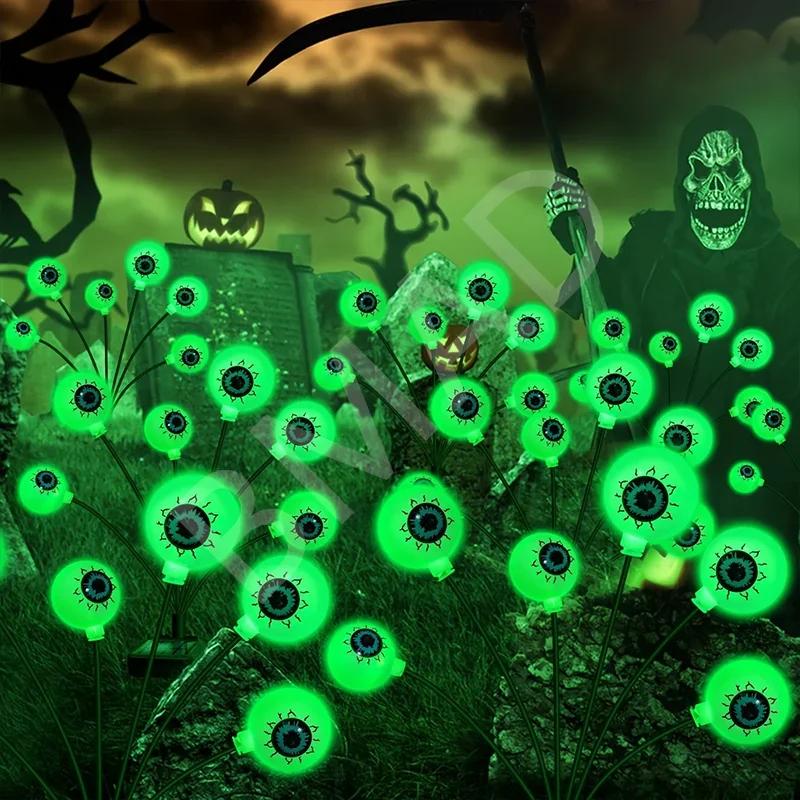 1Pack Wind-Powered Eye Bulbs with 6 Solar-Powered LED Bulbs  Halloween-Themed Outdoor Garden Decor for Yard Lawn Halloween