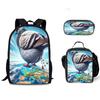Luxus Beliebt Lustig Neuheit Taube auf Toilette 3D Druck 3Stück/Set Schüler Schultaschen Laptop Tagesrucksack Rucksack Lunchtasche Federmäppchen