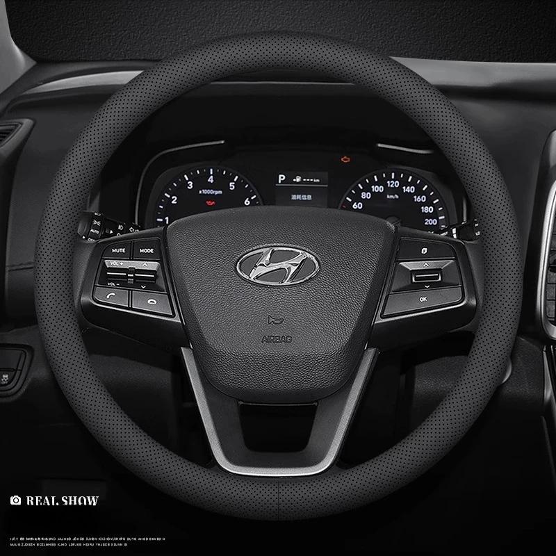 Auto Lederlenkradabdeckung für Hyundai i20 i30 Elantra KONA N Line 2013 - 2019 2020 2021 2022 2023 2024 2025 Zubehör
