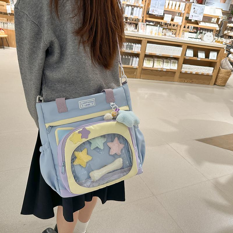 Torba crossbody damska przezroczysta torebka duża pojemność studencka torba na ramię