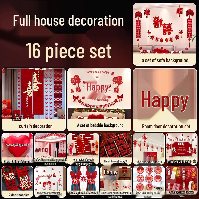 Wedding Ceremony Room Décor Set: Bridal & Groom's Room, Living Room Sofa & Background Wall Decorations