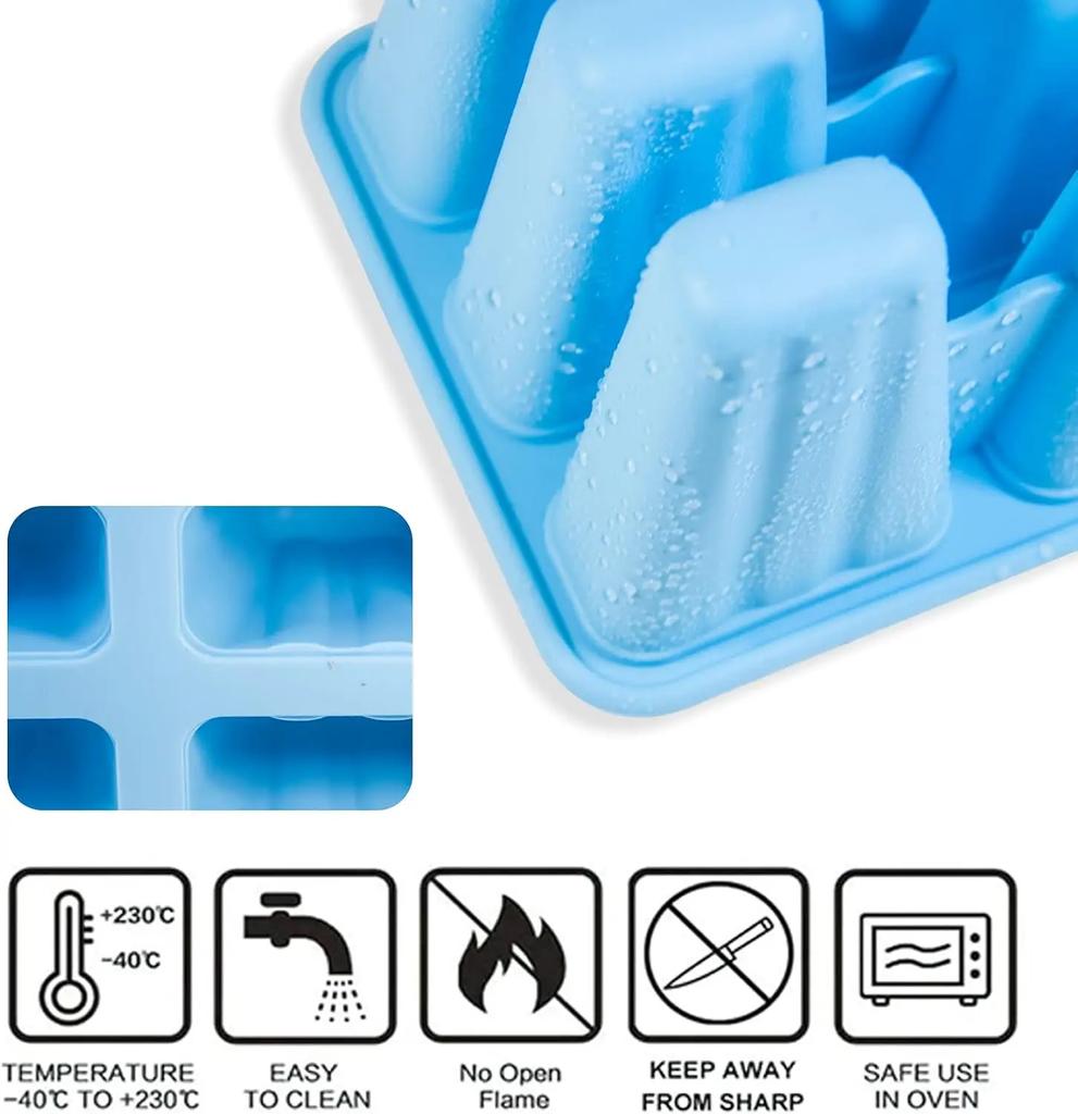 6 Girds Creative Silicone Ice Mold for Home Use Summer DIY Homemade Ice Cream Mold Kids Popsicle Ice Cube Tray Freeze Box