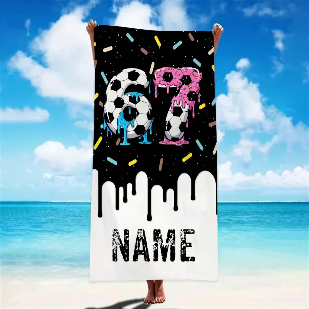 Pink Personalized Name Ice Cream Melt Fun Baseball Beach Towel - Soft & Comfortable,Ideal for Beach Kid Girls Gift,Wholesale
