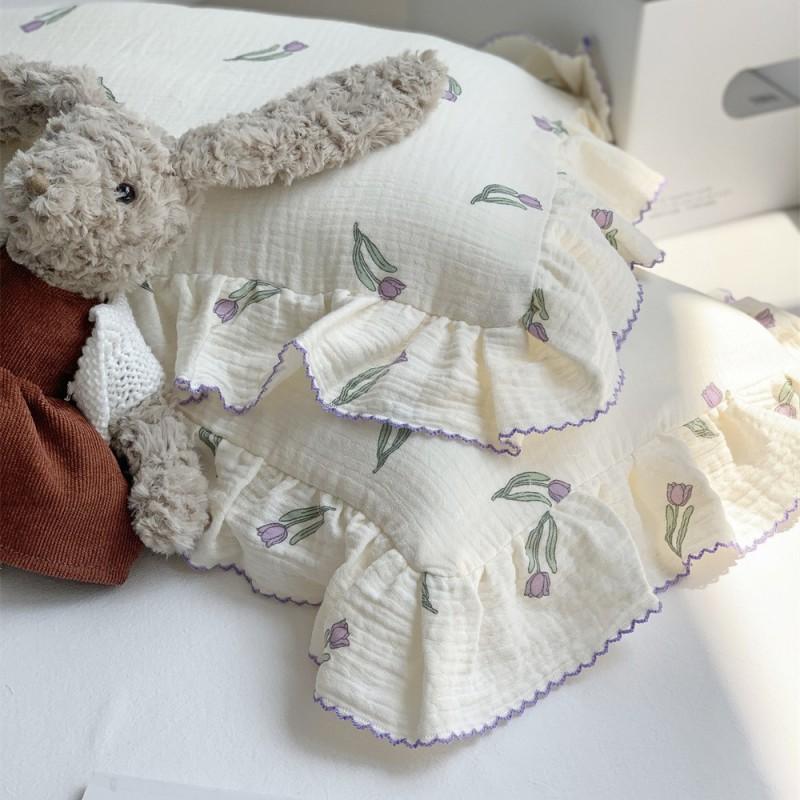 Cotton Kids Pillowcase Girls Use 30x50cm 35x55cm 40x60cm Pure Printed With Ruffle Trim Princess Style