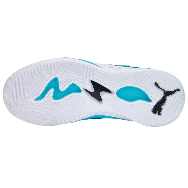 PUMA Men's White Blue TRC Blaze Court Low Top Basketball Shoes 376582-17