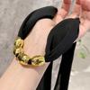 Personality Lace-up Collarbone Chain Elegant Ribbon Choker Beaded Silk Scarf Necklace  Gift