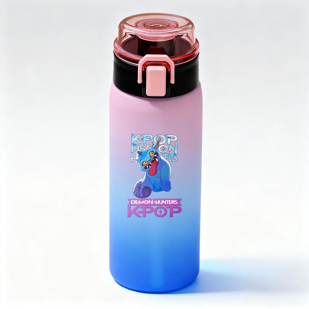 KPop Demon Hunters Gradient Water Bottles High-capacity Drinking Straw Cup Portable Girl Outdoor Office School 500ml Kid Friendly Entertaining Fun