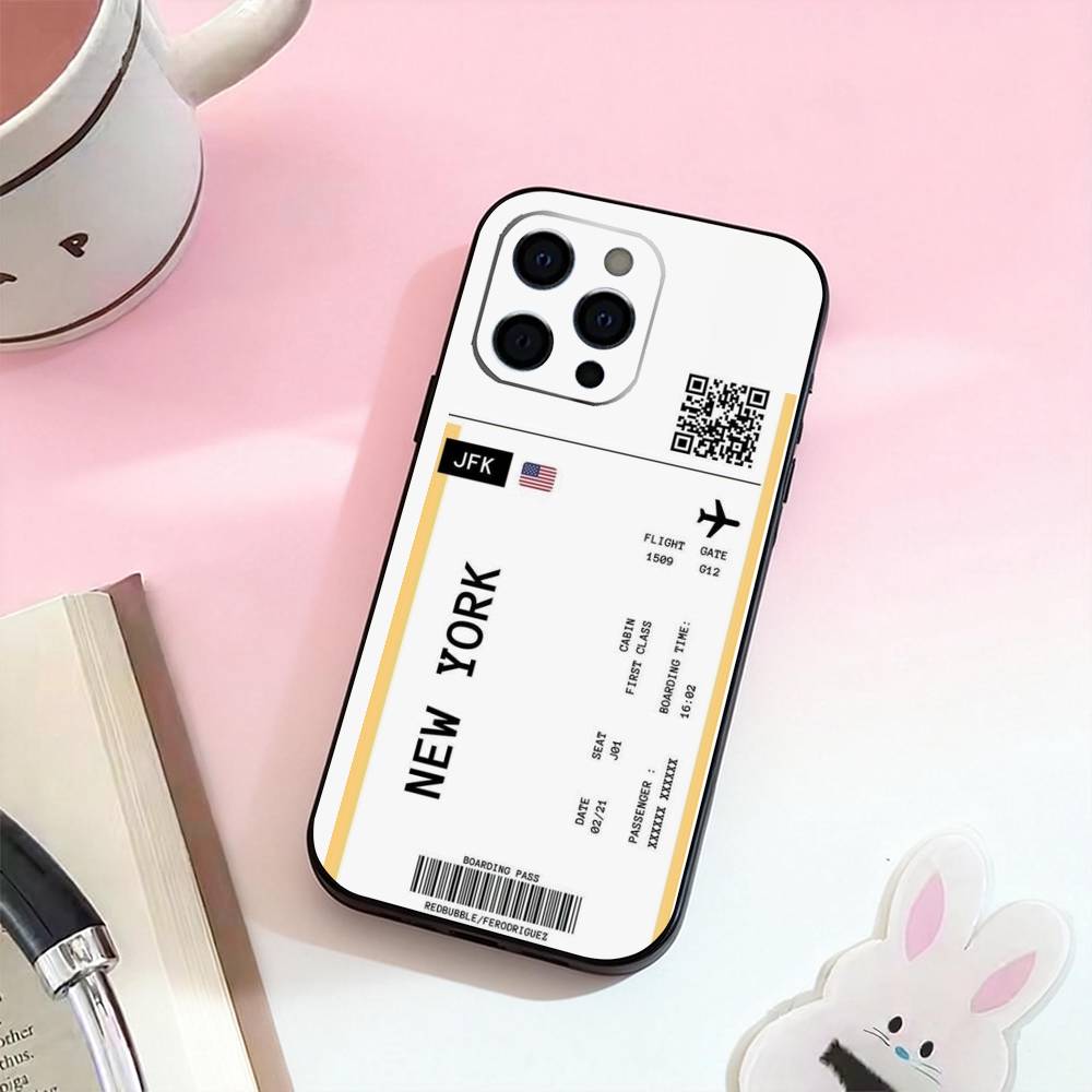 Boarding Pass Plane Ticket Phone Case Silicone Soft For IPhone 17,16,15,14,13,12,11,XS,Plus Pro Max