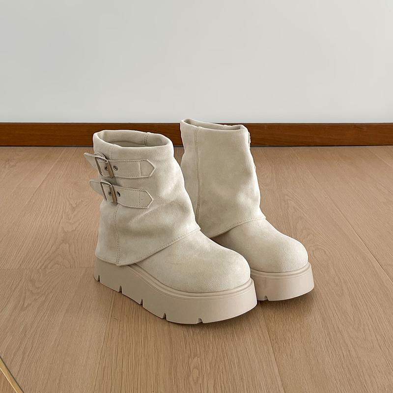 Fashion Belt Buckle Woman Ankle Boots Fashion Platform Thick Bottom Shoes Modern Short Botas Para Mujer