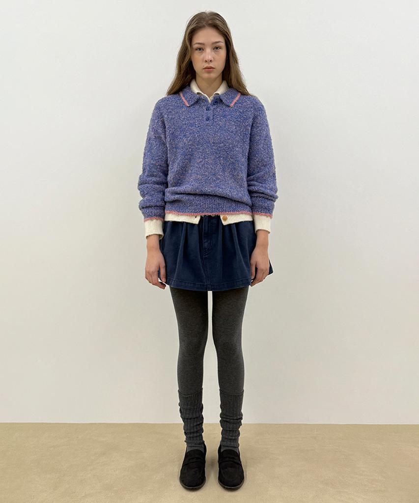 SINOON Mixed Boucle Collar Knit (Blue)