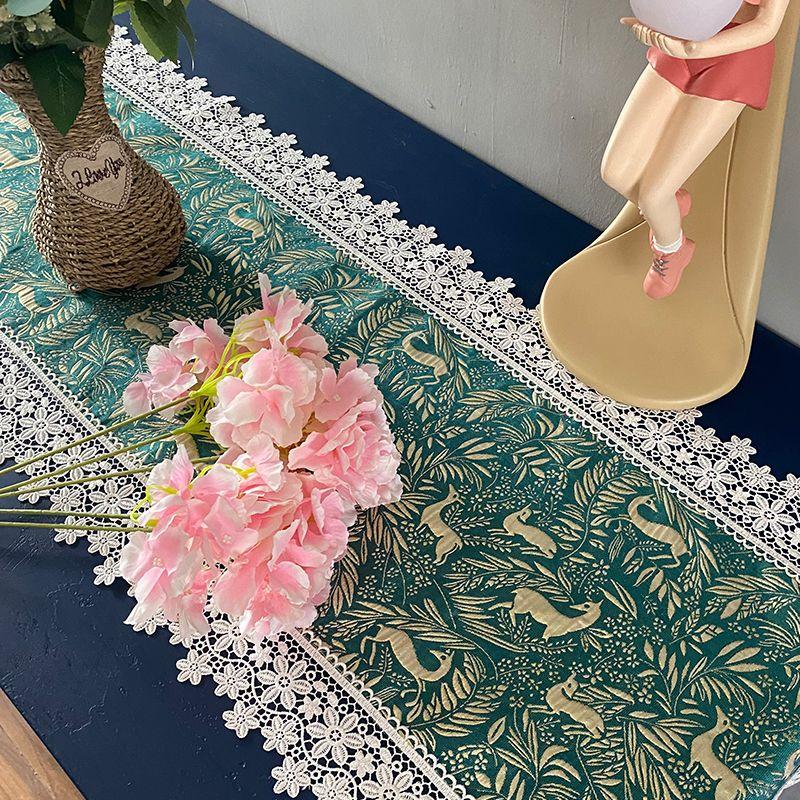 American Jacquard Fabric Tea Table Flag Lace Lace Dining Table Flag Tablecloth Chest TV Cabinet Long Towel Cloth Tassel