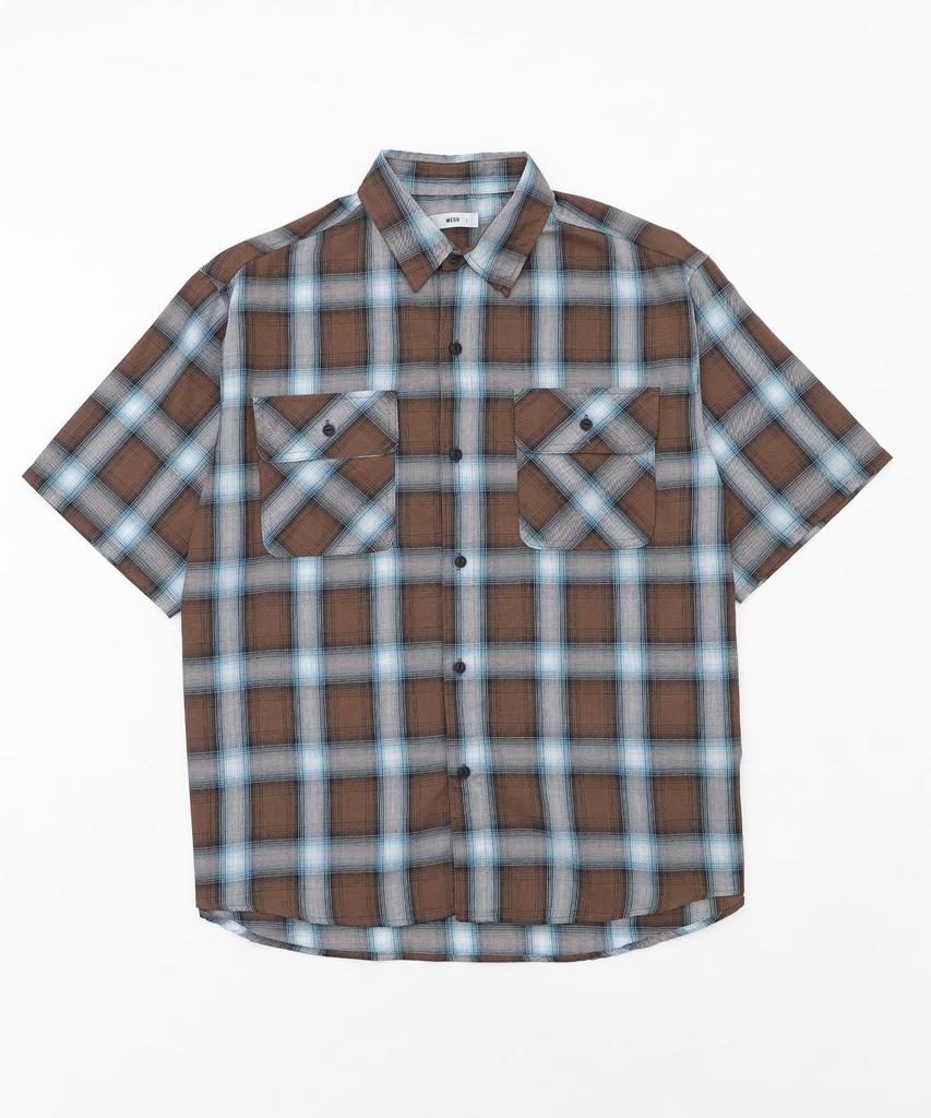 WEGO Ombre Check Short Street Perfect as a Gift or Summer Size Pattern 5 Men's Shirt, Sleeve, Big, Style, Outfit, M,