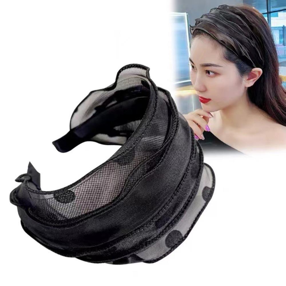 Women Headband Korean Headwear Mother Hair Hoop Mesh Hairbands Fashion Sequin Hair Band