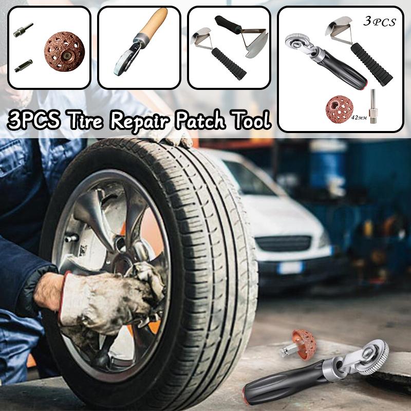 3PCS Car Grinding Head Roller Tire Repair Patch Tools Kit Tire Patch Roller Tool Buffing Wheel For Car Truck Motorcycle