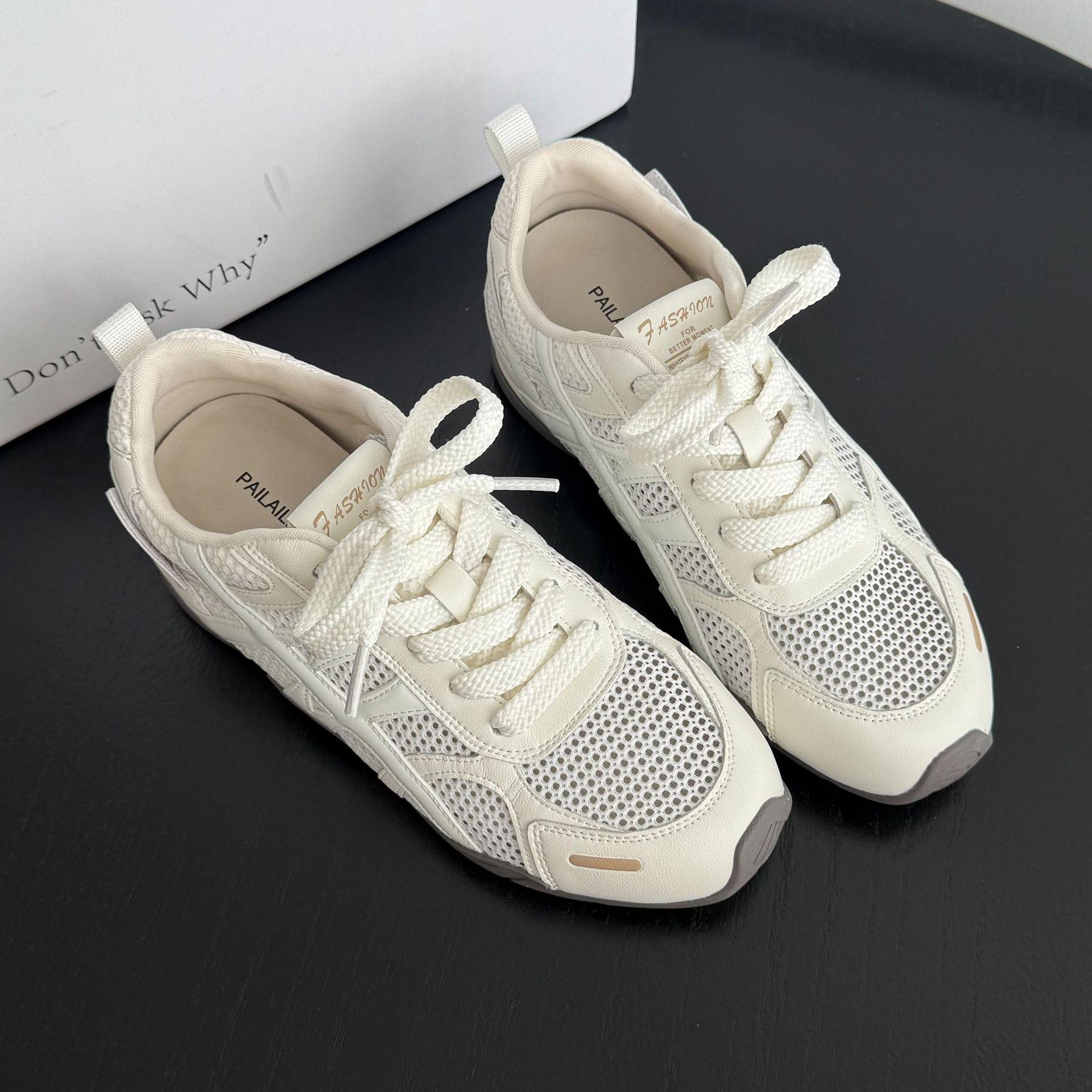 

Cowhide version~ Heel height 3.5cm Dexun shoes 2025 summer models mesh breathable small inner height increase casual sports shoes 40