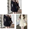 French V Neck Knit Dress With Long Sleeves For Casual And Travel Wear