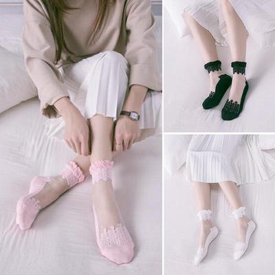 Transparent Lace Elastic Short Thin Breathable Transparent Beautiful Short Socks 1 Pair