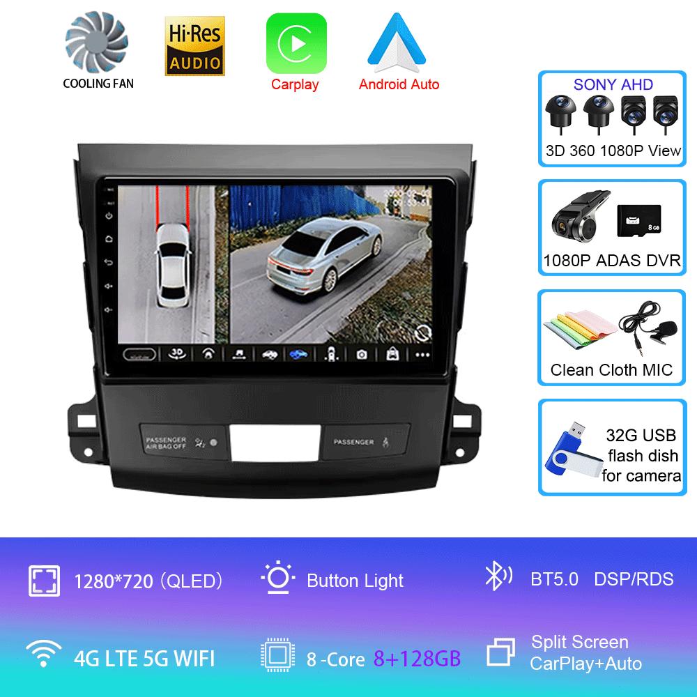 Car Radio Android 14 Carplay For Mitsubishi Outlander 2006-2011 Peugeot 4007 Citroen C-Crosser GPS Multimedia Player Stereo 2din