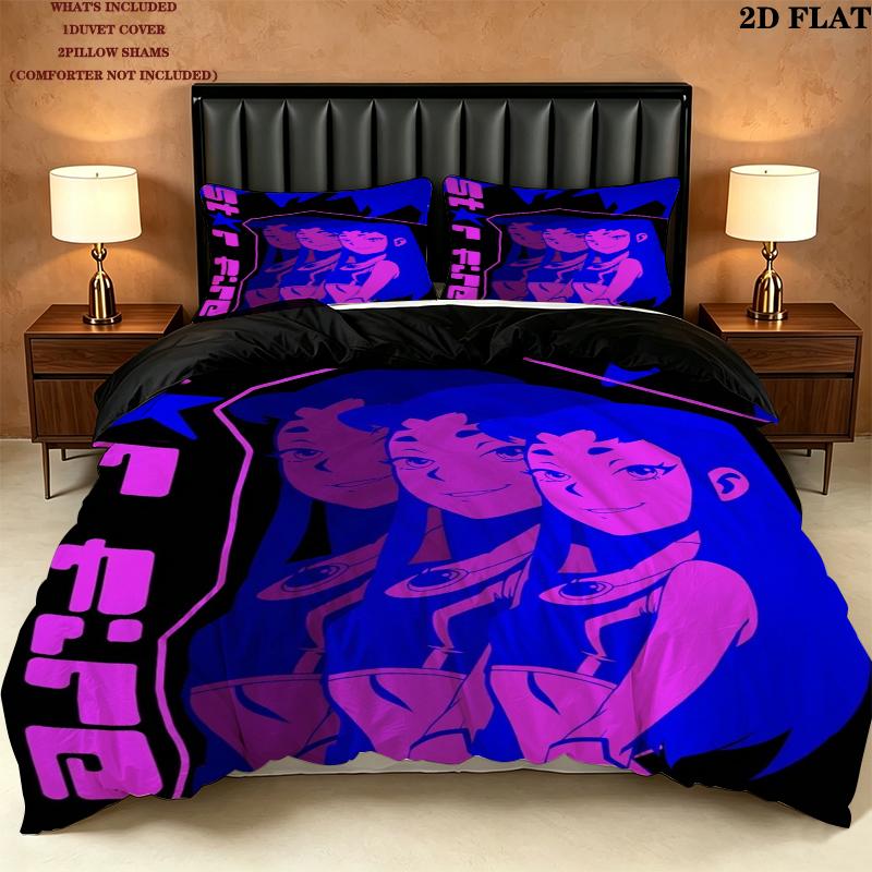 Tits Teen Titans Pattern Bedding uilt Set uilt Cover Pillowcase Home Decoration Birthday Gift (1 * duvet cover + 2 * pillowcase without core)